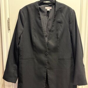 Women's Black Blazer H&M women’s size large one button